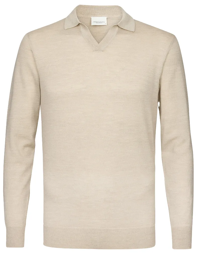 polo lange mouw Profuomo beige