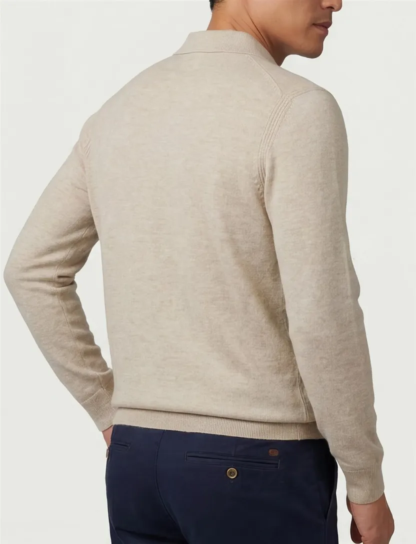 polo lange mouw Profuomo beige