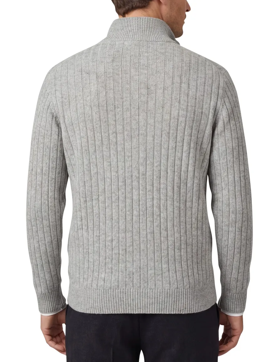 Profuomo trui grijs hal zip gebreid
