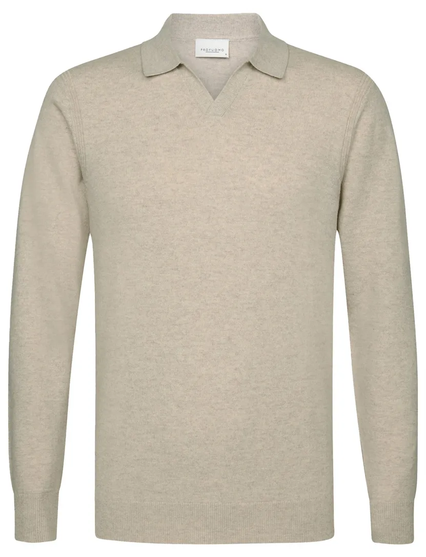 polo lange mouw Profuomo beige