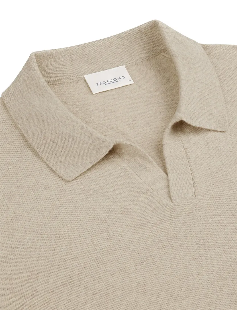 polo lange mouw Profuomo beige