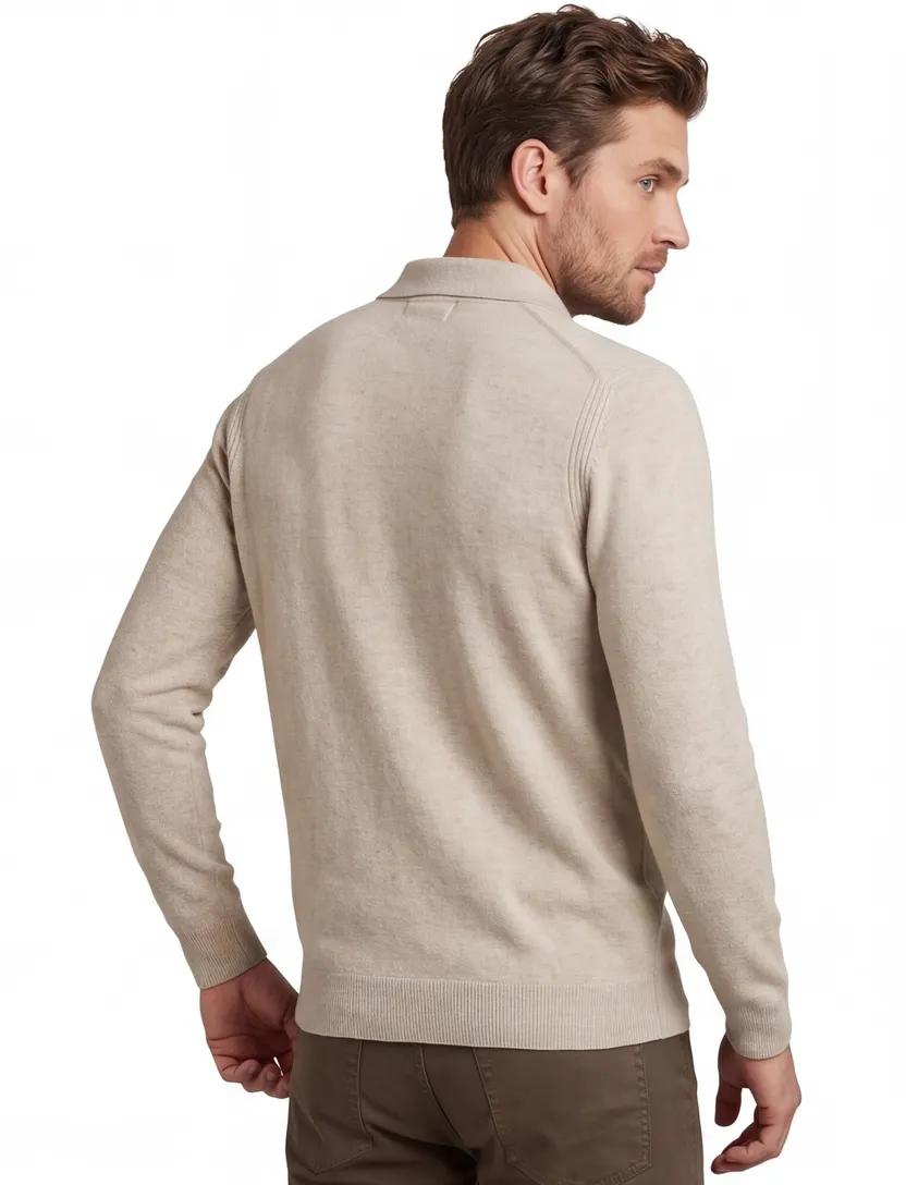 polo lange mouw Profuomo beige