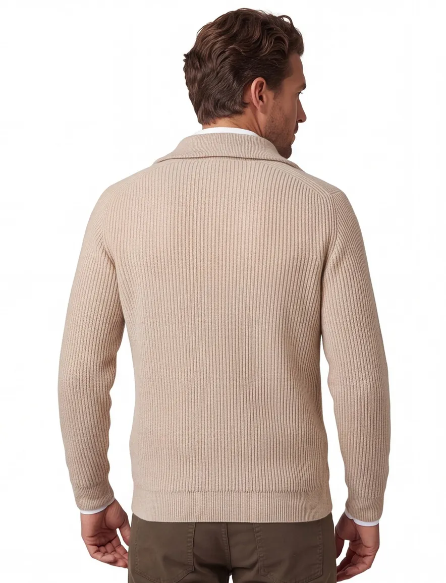 Profuomo trui beige half zip normale fit