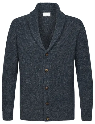 Profuomo Profuomo vest donkerblauw gebreid wol hoge hals en knopen