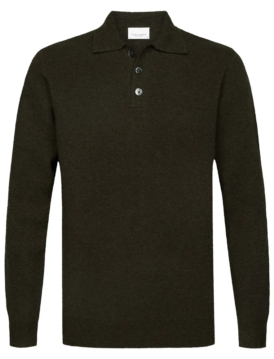 Profuomo polo lange mouw donkergroen