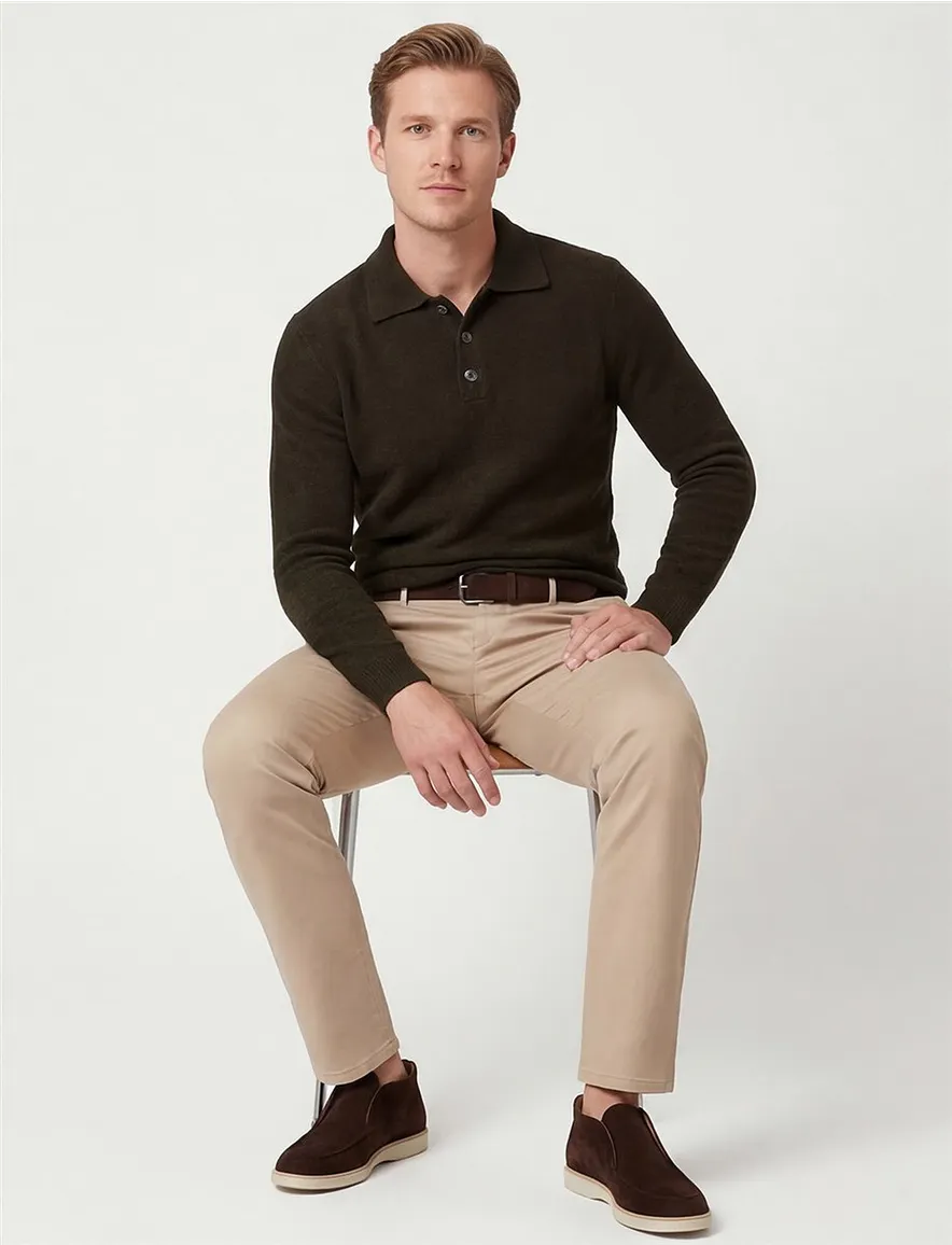 Profuomo polo lange mouw donkergroen