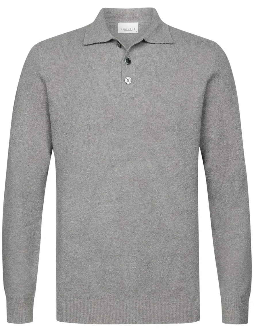 Profuomo Polo lange mouwen Grijs wol gebreid