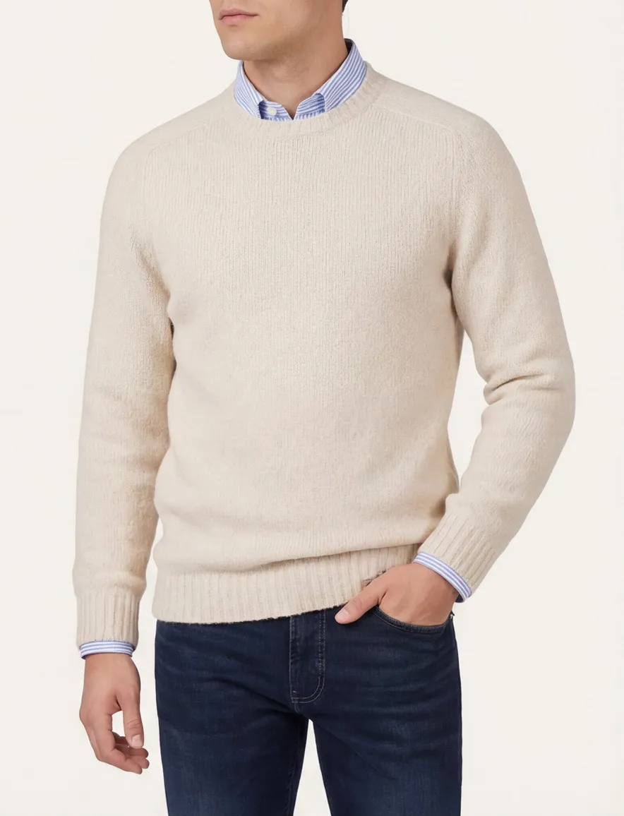 Profuomo trui beige turtleneck normale fit