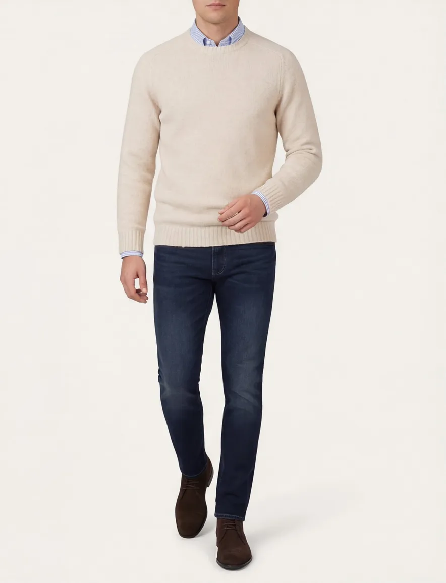Profuomo trui beige turtleneck normale fit