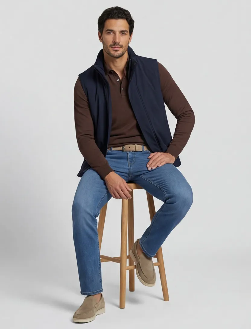 bodywarmer Profuomo donkerblauw normale fit
