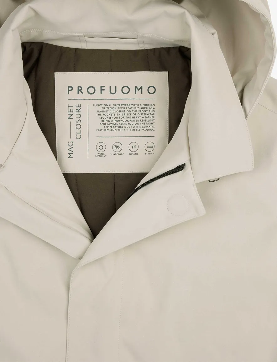 Profuomo regenjas wit effen capuchon waterdicht