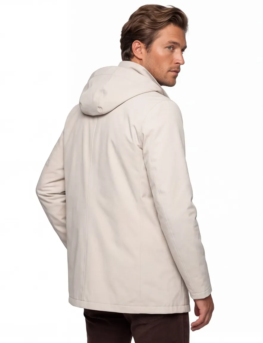 Profuomo regenjas wit effen capuchon waterdicht