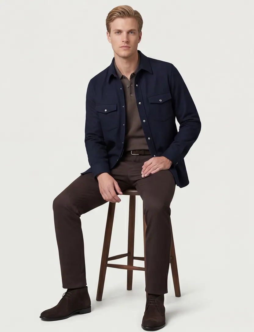 overshirt Profuomo Western donkerblauw