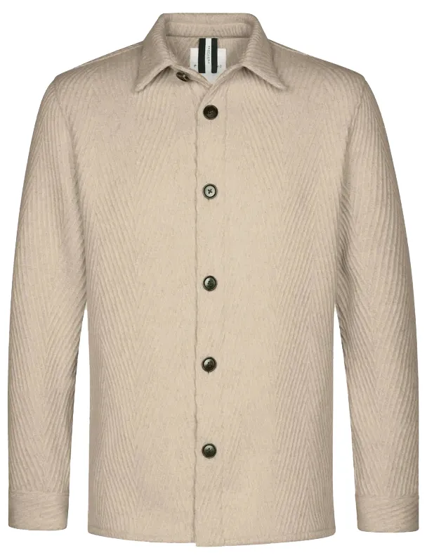 Overshirt Profuomo beige effen wol