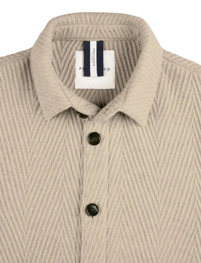 Overshirt Profuomo beige effen wol