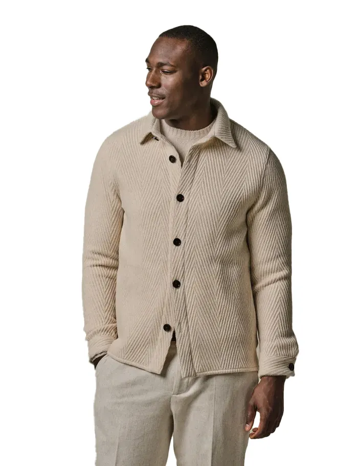 Overshirt Profuomo beige effen wol