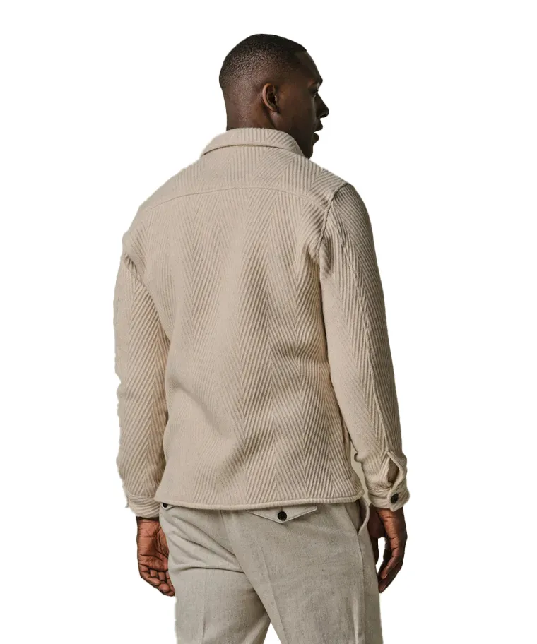 Overshirt Profuomo beige effen wol