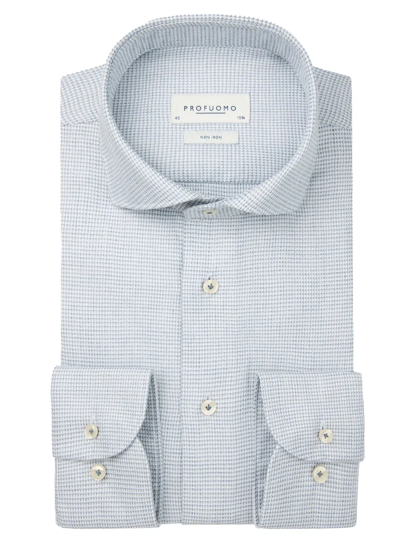 Profuomo overhemd strijkvrij blauw