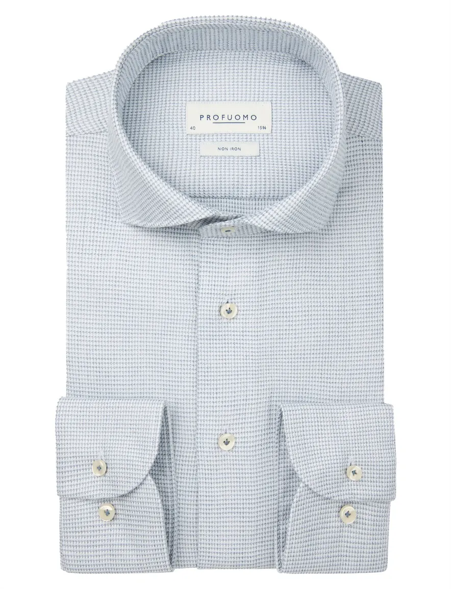 Profuomo overhemd strijkvrij blauw