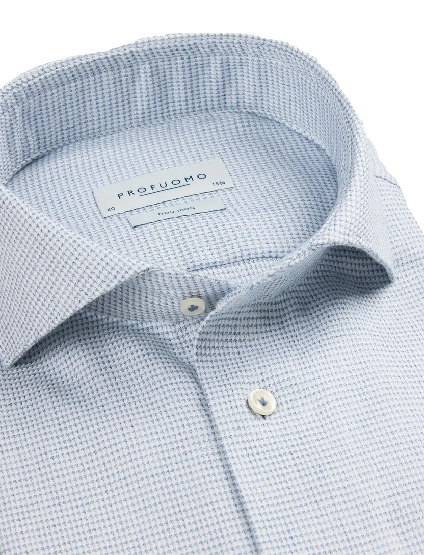 Profuomo overhemd strijkvrij blauw