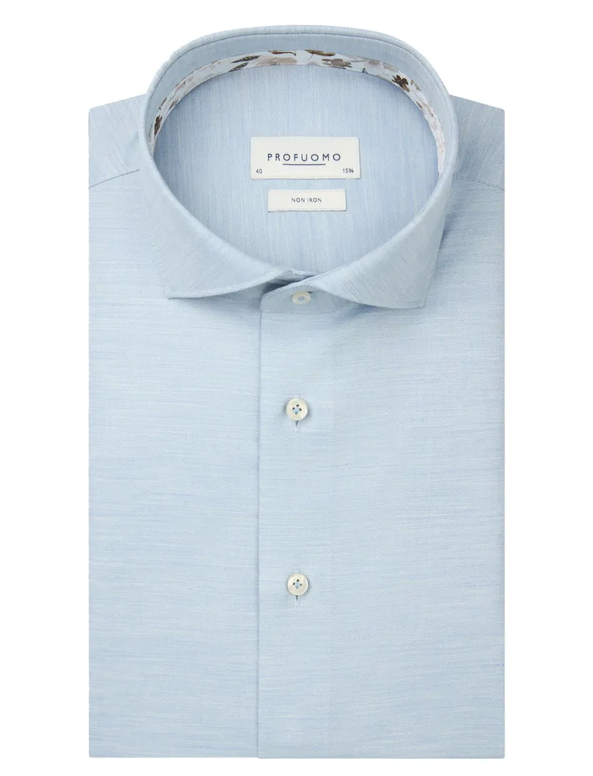 Profuomo overhemd blauw strijkvrij casual