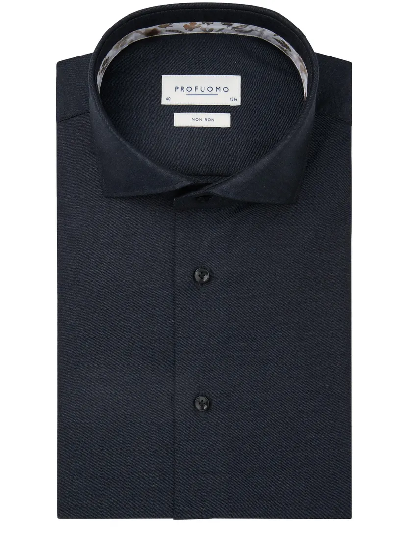 Profuomo overhemd navy strijkvrij casual