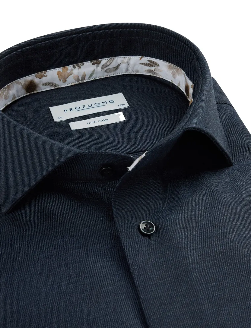 Profuomo overhemd navy strijkvrij casual
