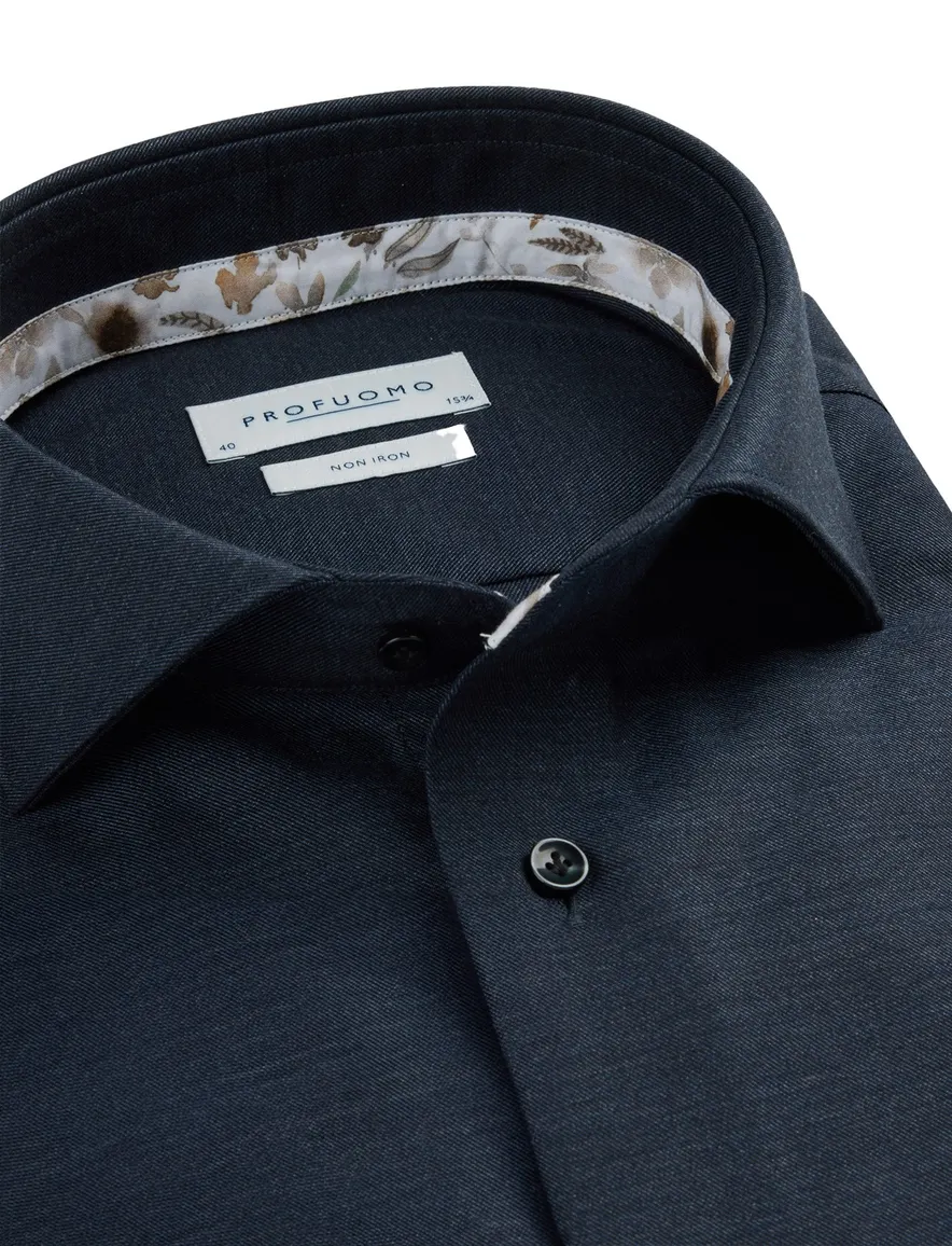 Profuomo overhemd navy strijkvrij casual