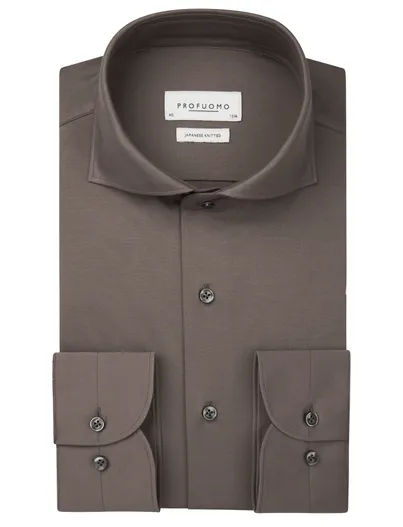 Profuomo Profuomo Japanese Knitted business overhemd bruin