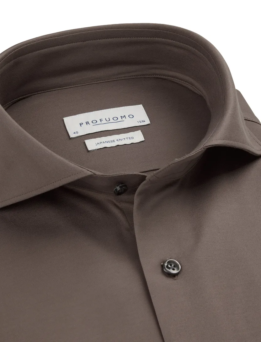 business overhemd Profuomo Japanese Knitted bruin
