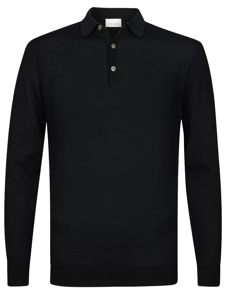 Profuomo polo lange mouw zwart
