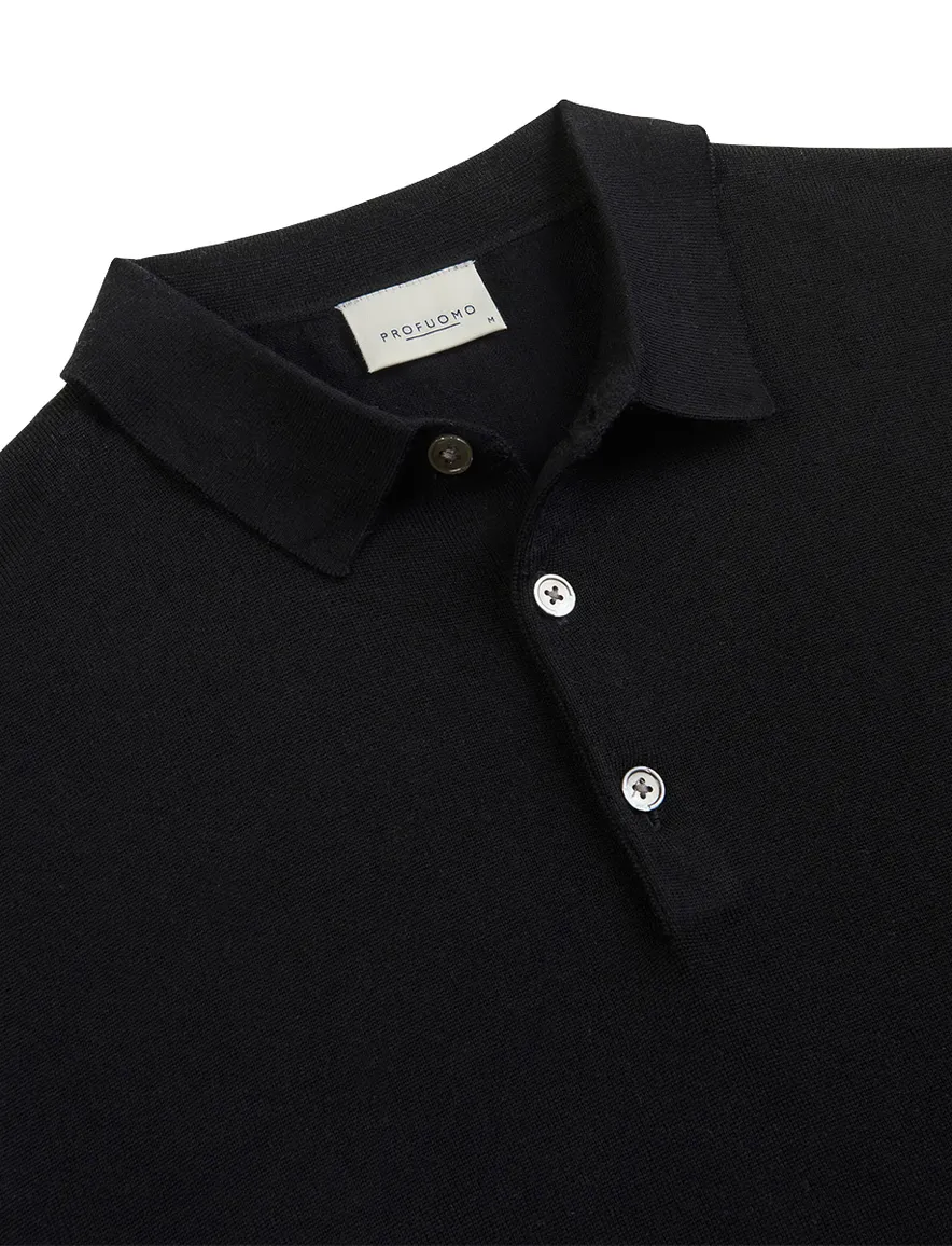 Profuomo polo lange mouw zwart