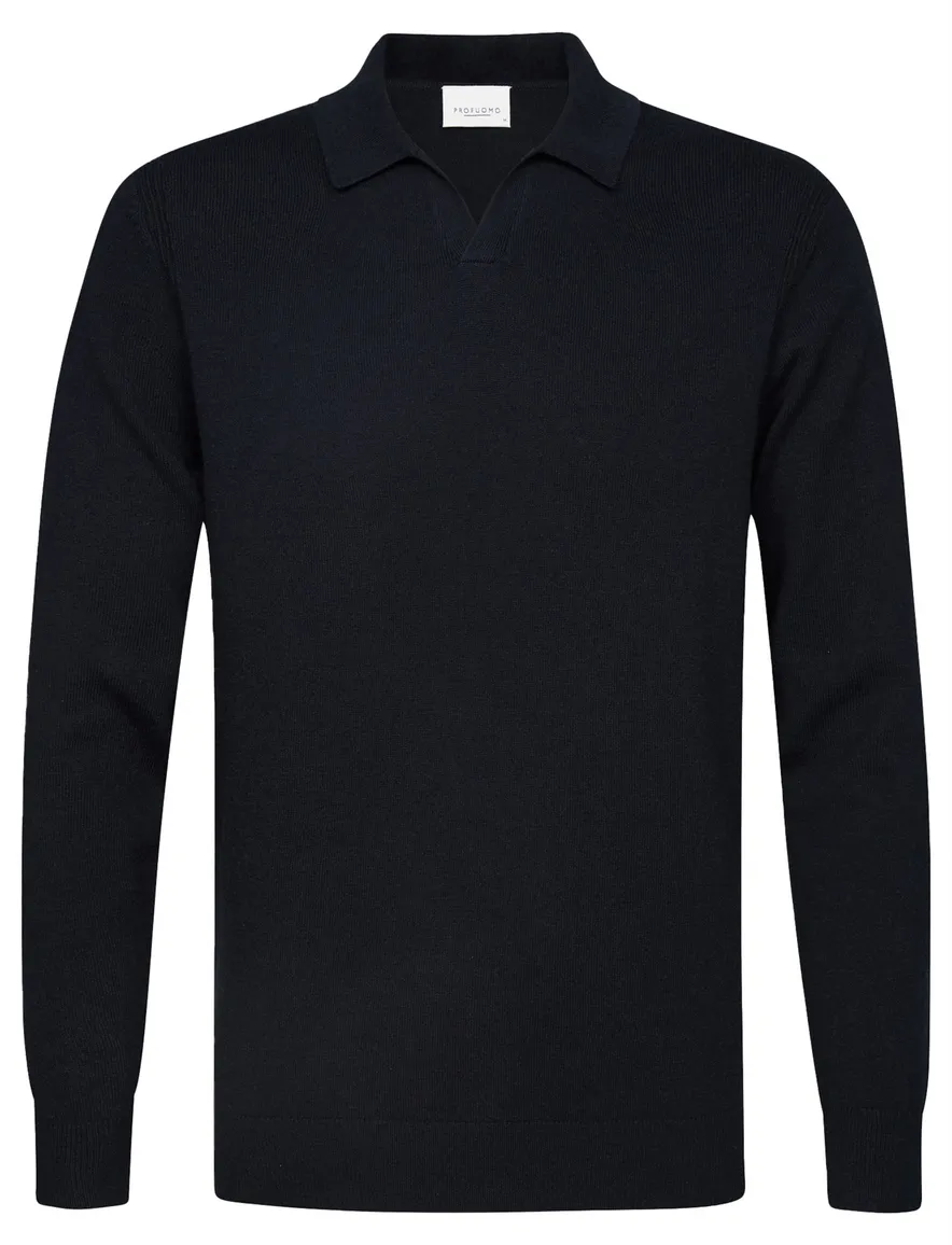 polo lange mouw donkerblauw Profuomo