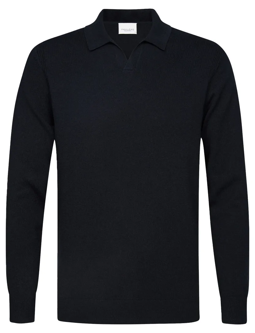 polo lange mouw Profuomo donkerblauw