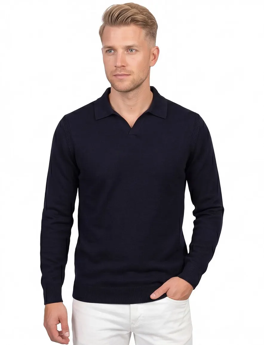 polo lange mouw donkerblauw Profuomo