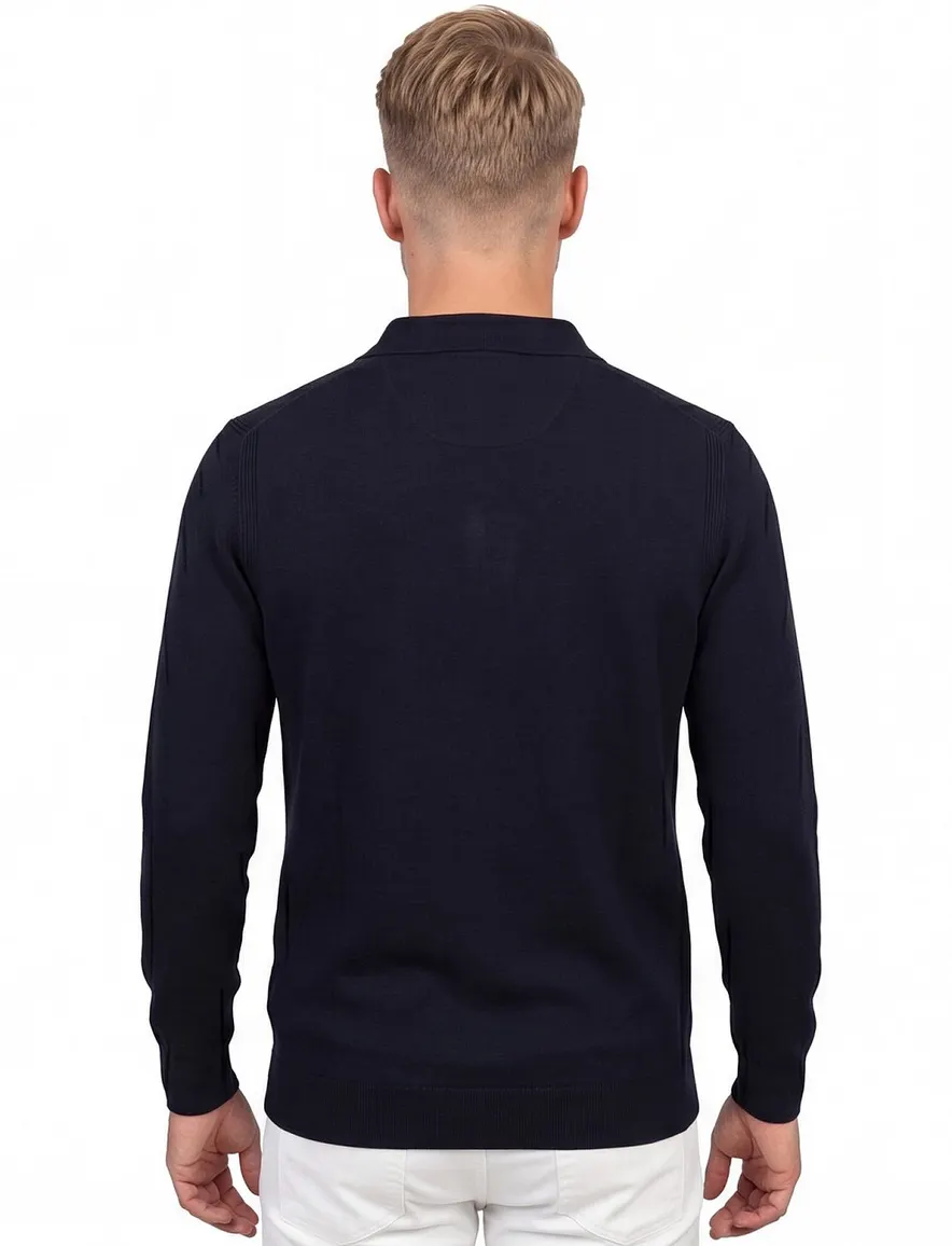 polo lange mouw donkerblauw Profuomo