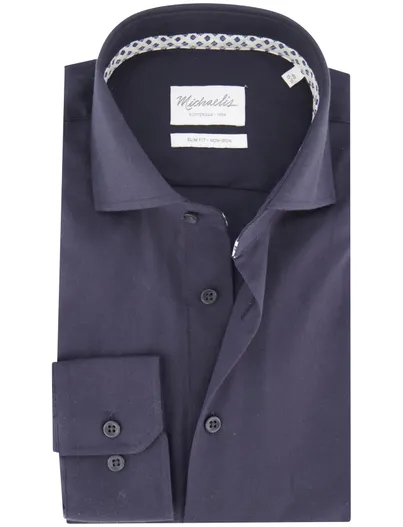 Michaelis Michaelis overhemd donkerblauw effen slim fit