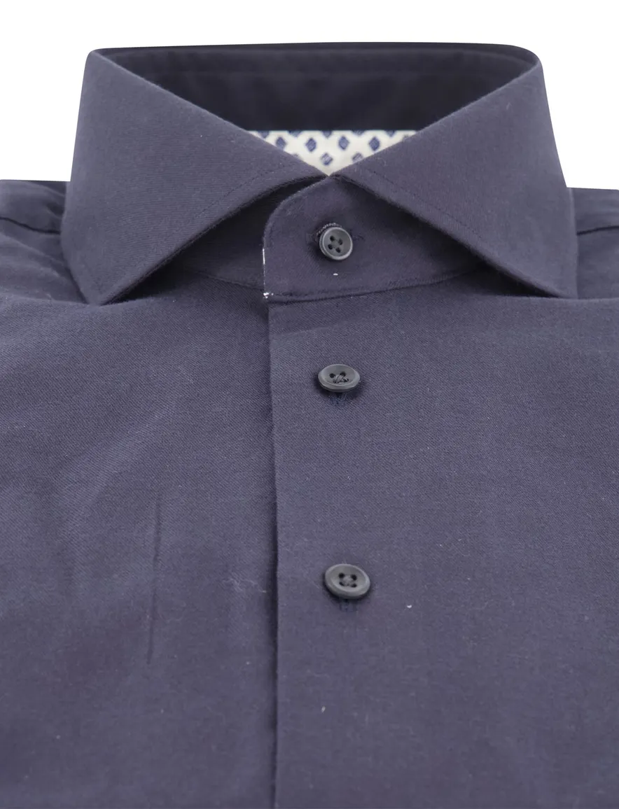 Michaelis overhemd donkerblauw effen slim fit