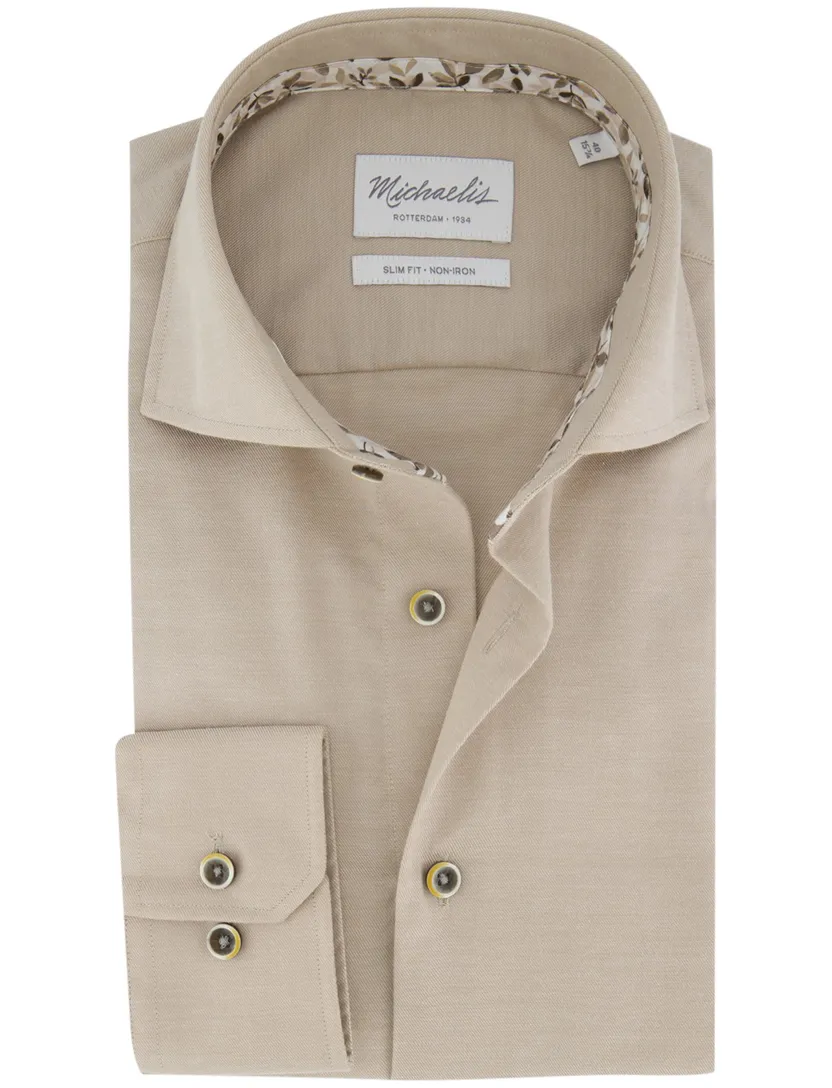 Michaelis overhemd beige strijkvrij