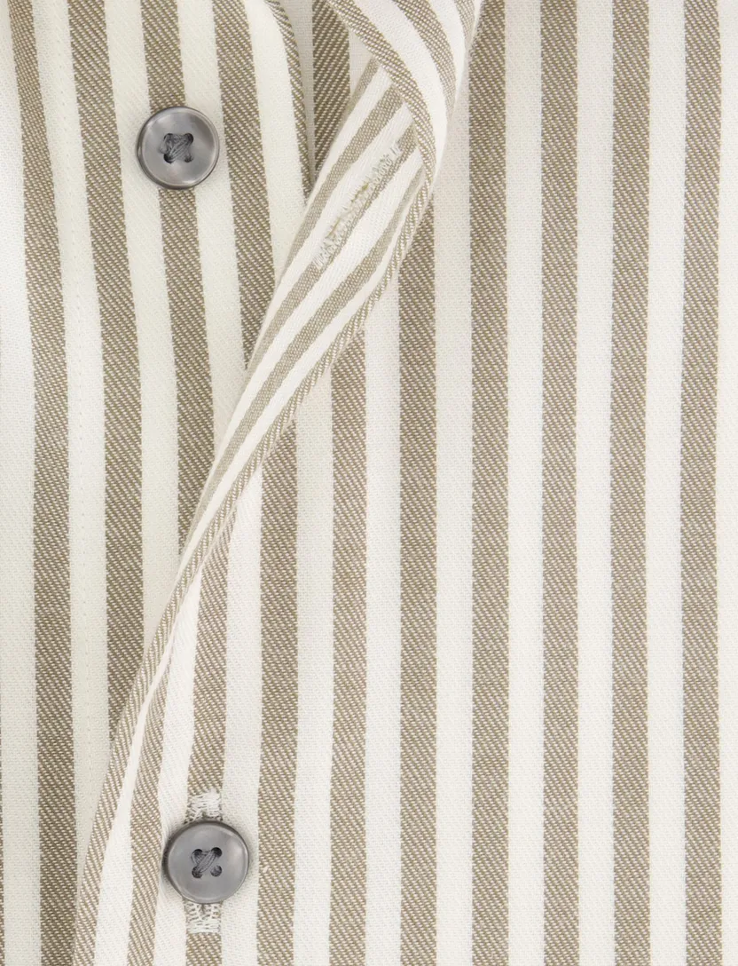 Michaelis overhemden groen wit gestreept slim fit strijkvrij