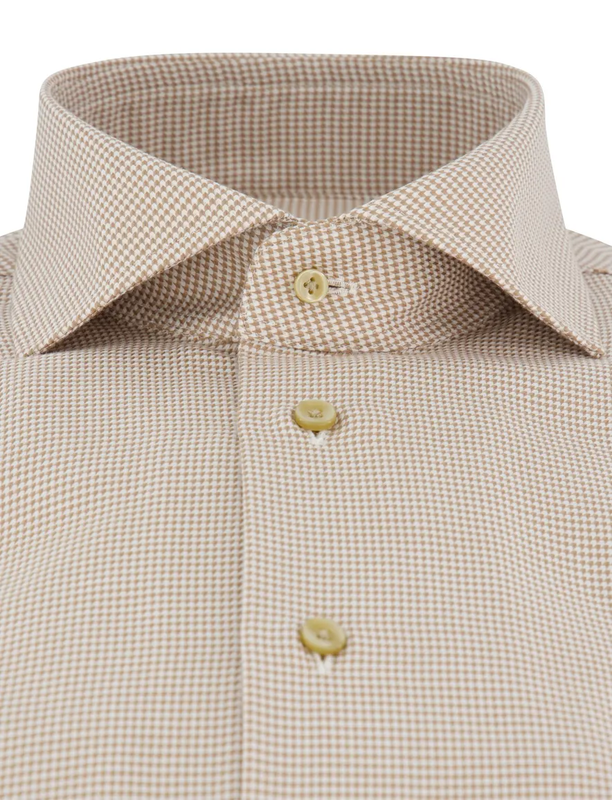 Michaelis Overhemd Slim Fit Beige cutaway boord