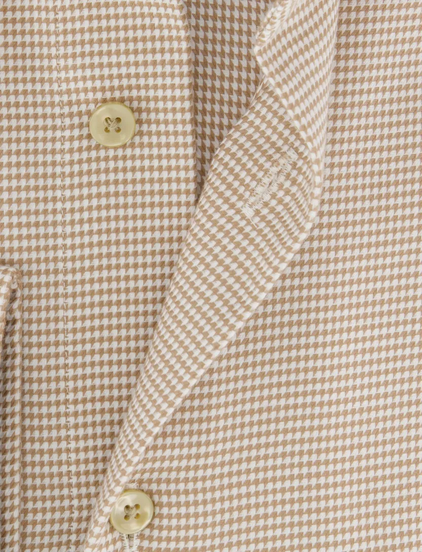 Beige strijkvrij overhemd slim fit Michaelis geruit