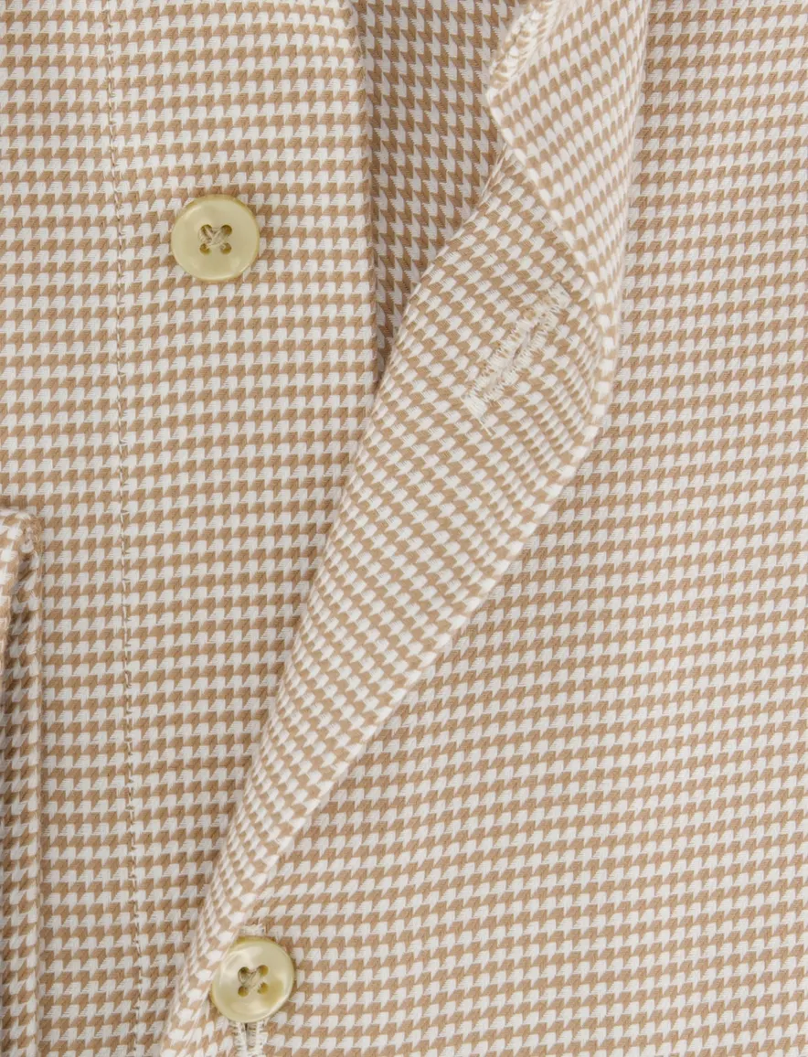 Michaelis Overhemd Slim Fit Beige cutaway boord