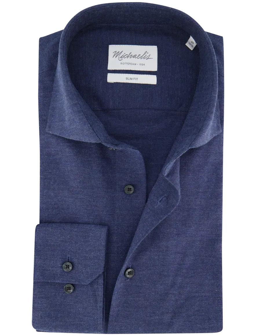 Michaelis Overhemd Slim Fit Blauw gemeleerd