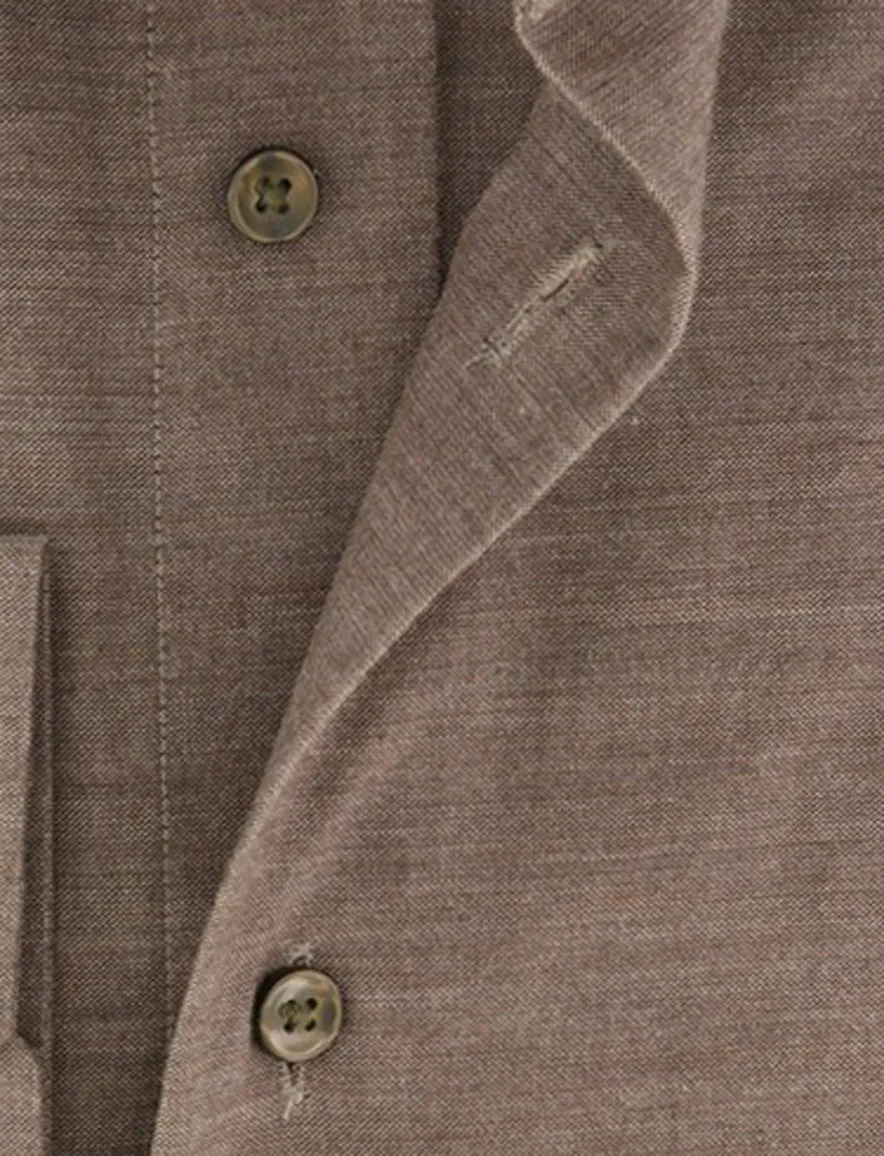 Michaelis overhemd ml 5 bruin gemêleerd wide collar