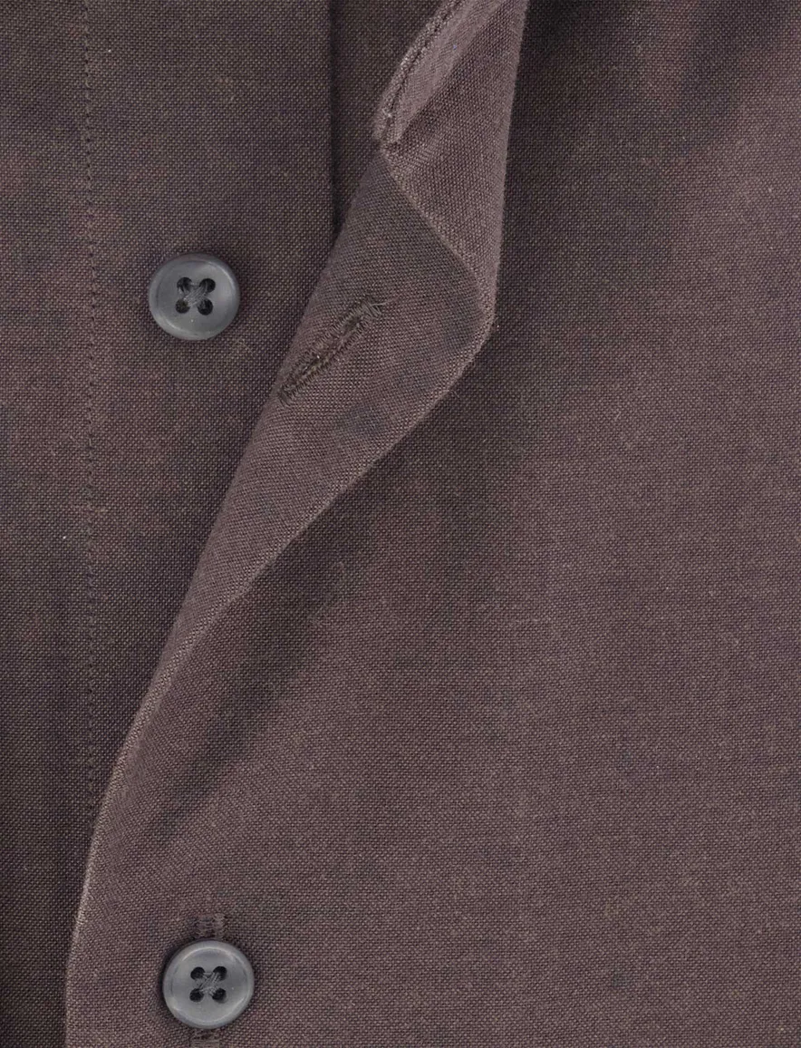 Michaelis overhemd bruin effen slim fit katoen