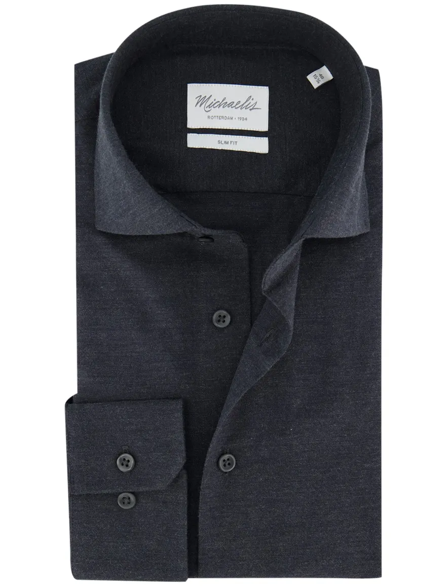 Michaelis overhemd ml 5 antraciet slim fit