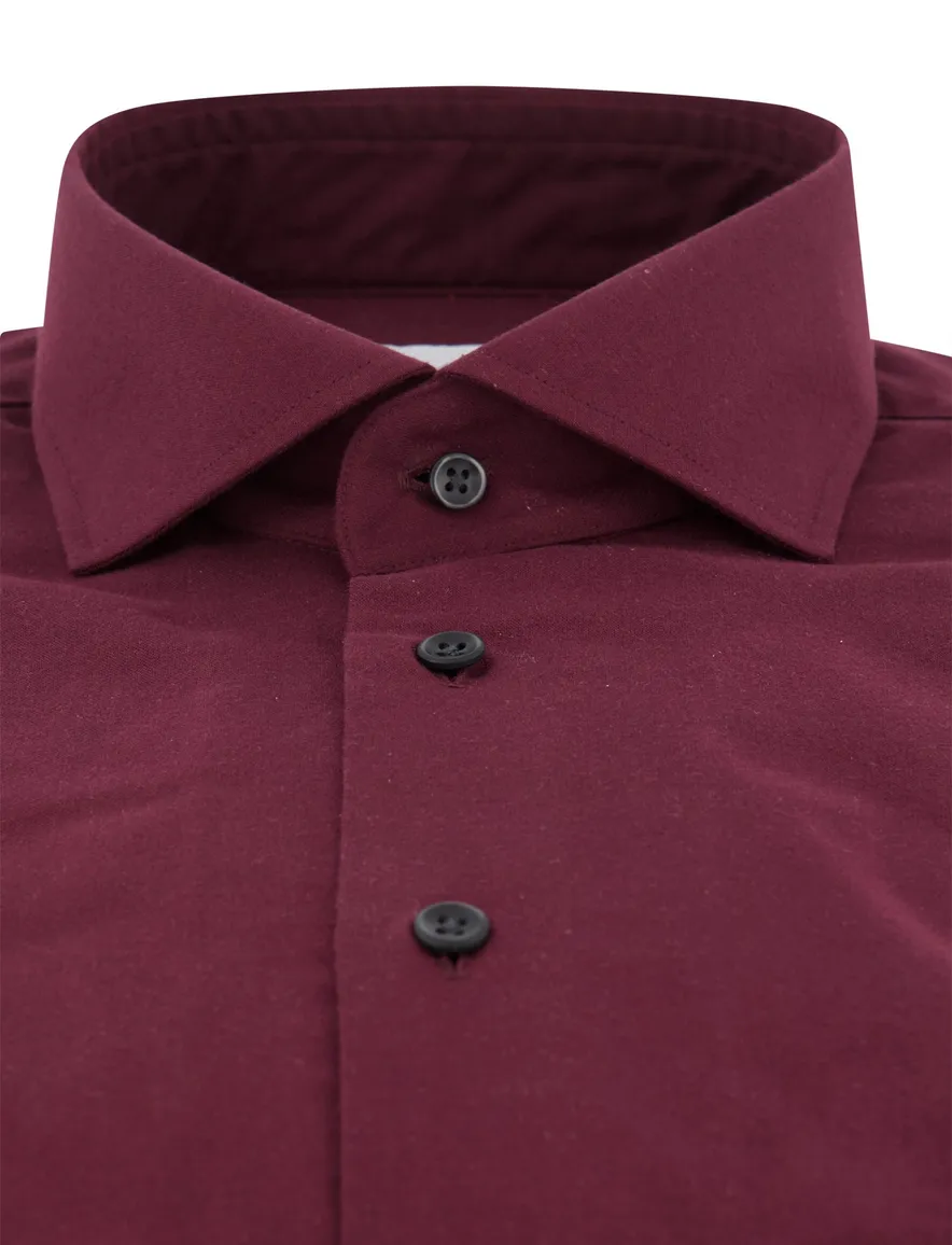 Michaelis overhemden bordeaux strijkvrij effen slim fit