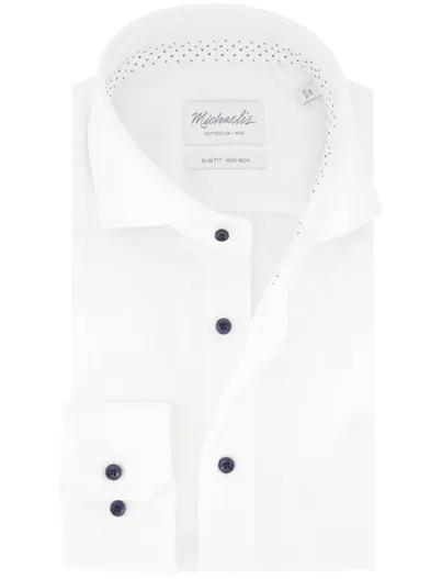 Michaelis Michaelis overhemd wit slim fit strijkvrij katoen effen