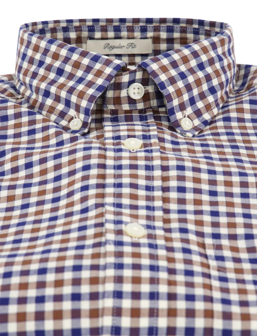 Gant overhemd bruin geruit katoen button-down collar